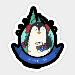 Seasons Greetings Penguin Sticker